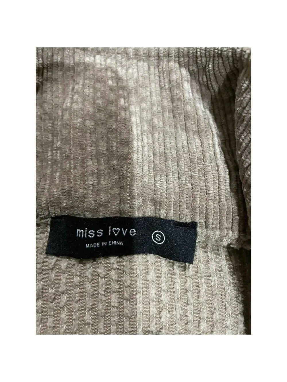 Women's Jumior's Miss Love beige / coffee long sleeve button shirt oversized, S